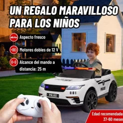 Best Homcom - Coche de policía eléctrico Blanco Vehículos De Batería O A Pedales