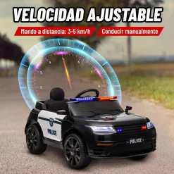 Homcom - Coche de policía eléctrico Negro*AIYAPLAY Clearance