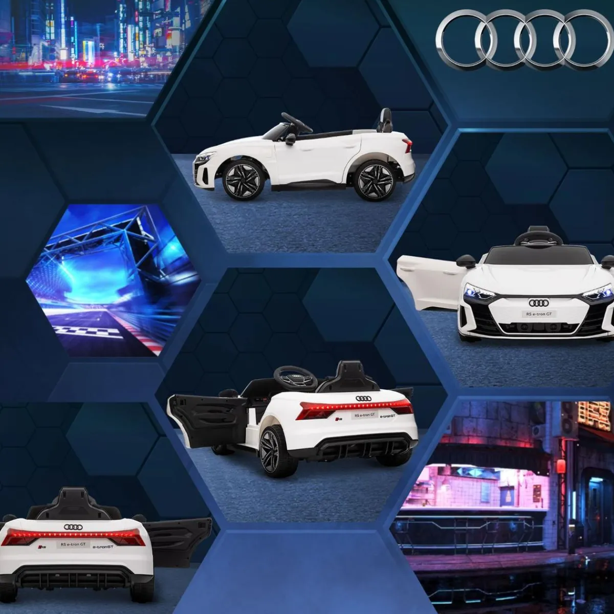 - Coche eléctrico Audi RS e-tron GT blanco*Homcom New