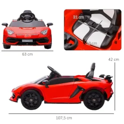 Hot - Coche eléctrico Lamborghini Aventador Rojo 12 V Vehículos De Batería O A Pedales