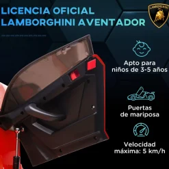Hot - Coche eléctrico Lamborghini Aventador Rojo 12 V Vehículos De Batería O A Pedales