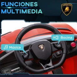 Hot - Coche eléctrico Lamborghini Aventador Rojo 12 V Vehículos De Batería O A Pedales