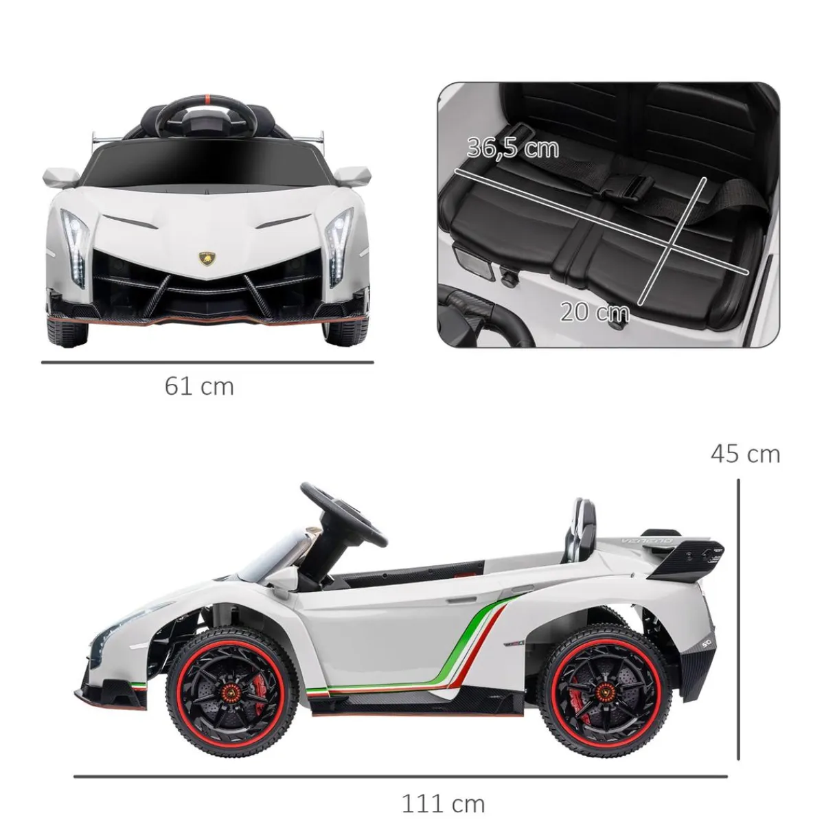 Discount - Coche Eléctrico Lamborghini Veneno Blanco Vehículos De Batería O A Pedales