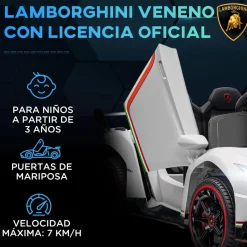 Discount - Coche Eléctrico Lamborghini Veneno Blanco Vehículos De Batería O A Pedales