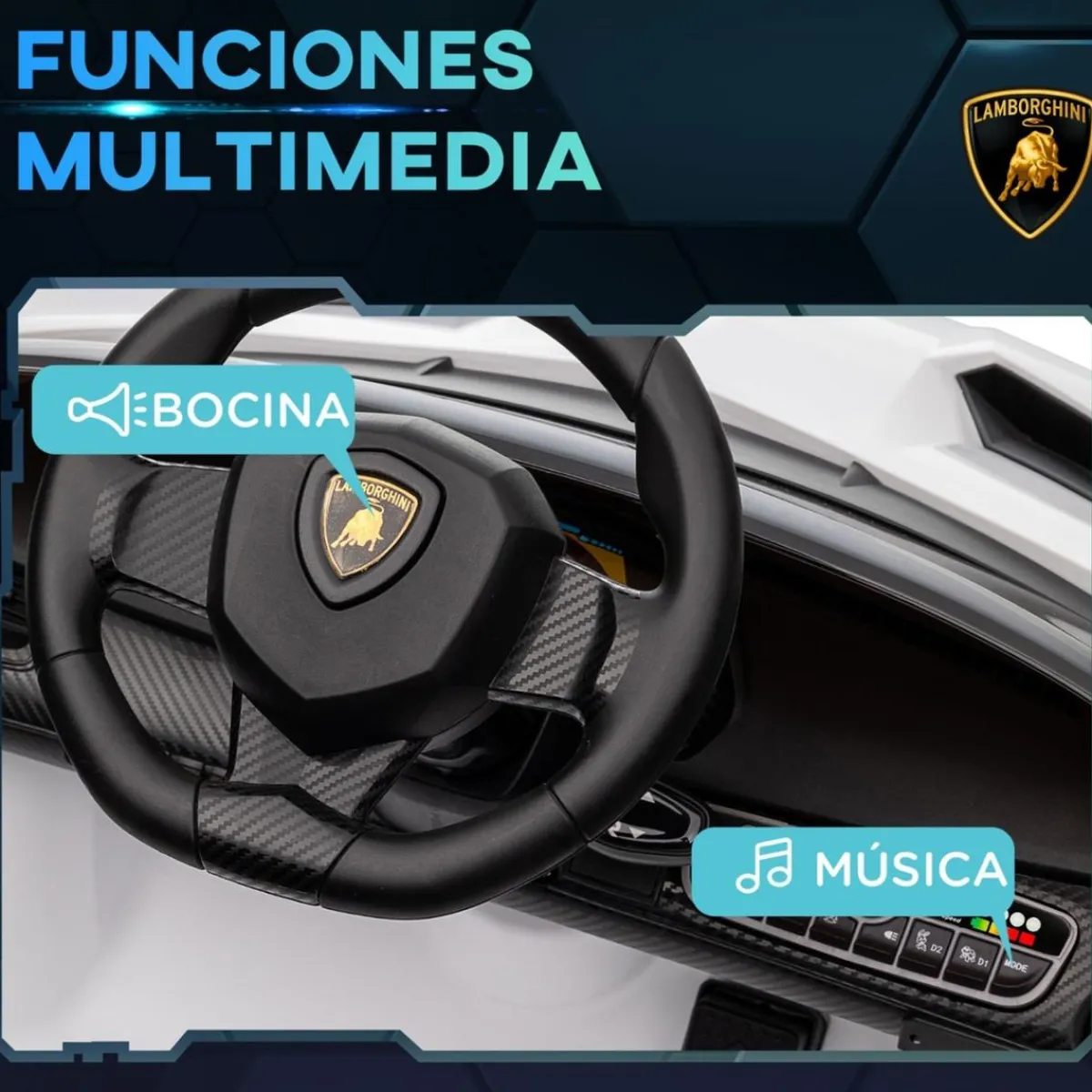 Discount - Coche Eléctrico Lamborghini Veneno Blanco Vehículos De Batería O A Pedales