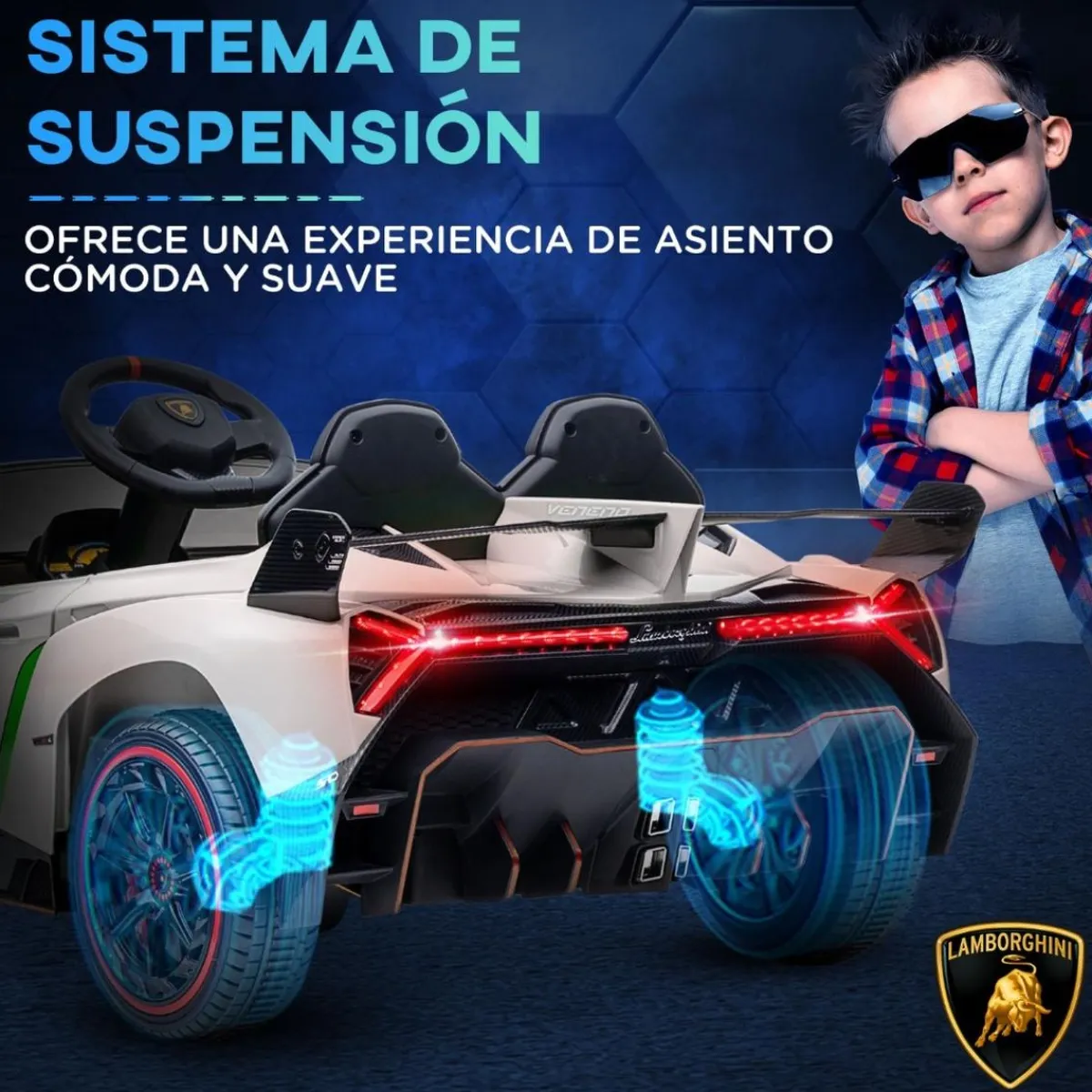 Discount - Coche Eléctrico Lamborghini Veneno Blanco Vehículos De Batería O A Pedales