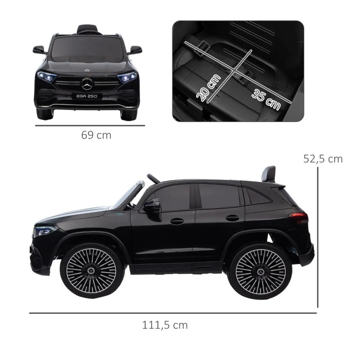- Coche Eléctrico Mercedes-Benz EQA Negro Vehículos De Batería O A Pedales