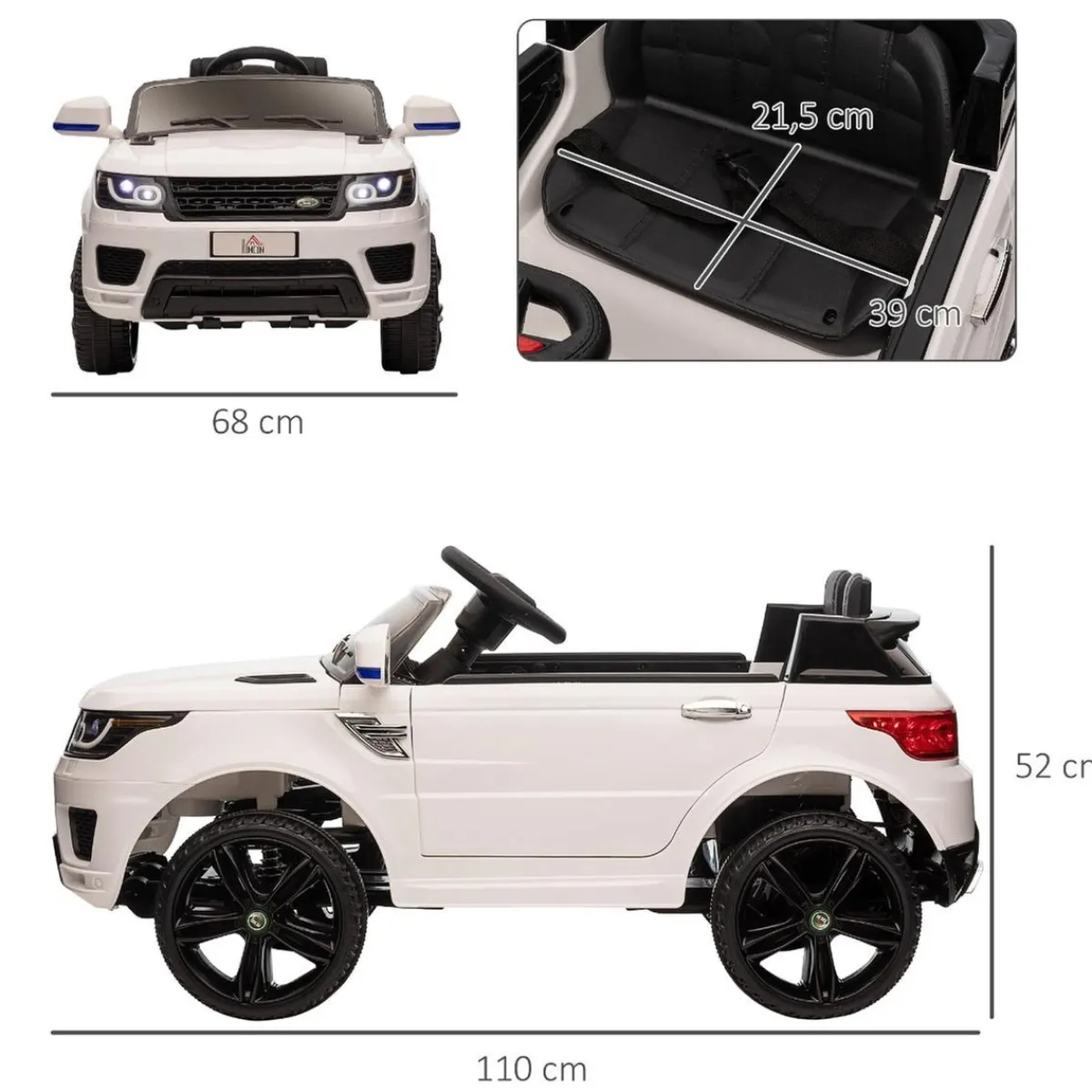 - Coche eléctrico SUV blanco*Homcom