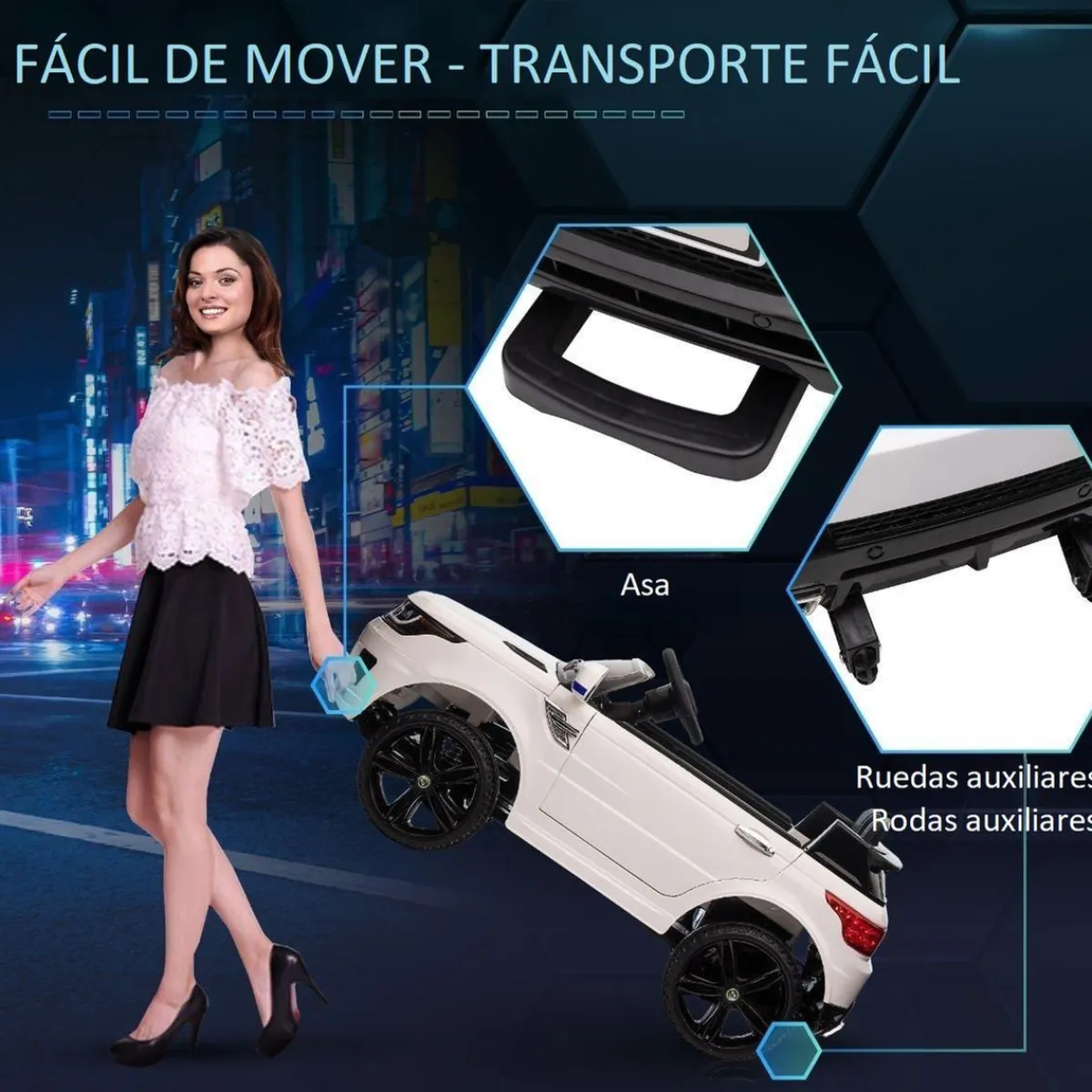 - Coche eléctrico SUV blanco*Homcom