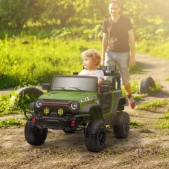 Homcom - Coche eléctrico Verde con mando Vehículos De Batería O A Pedales