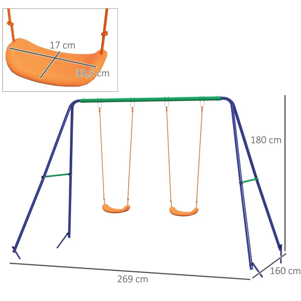 Homcom - Columpio infantil doble asiento*Outsunny