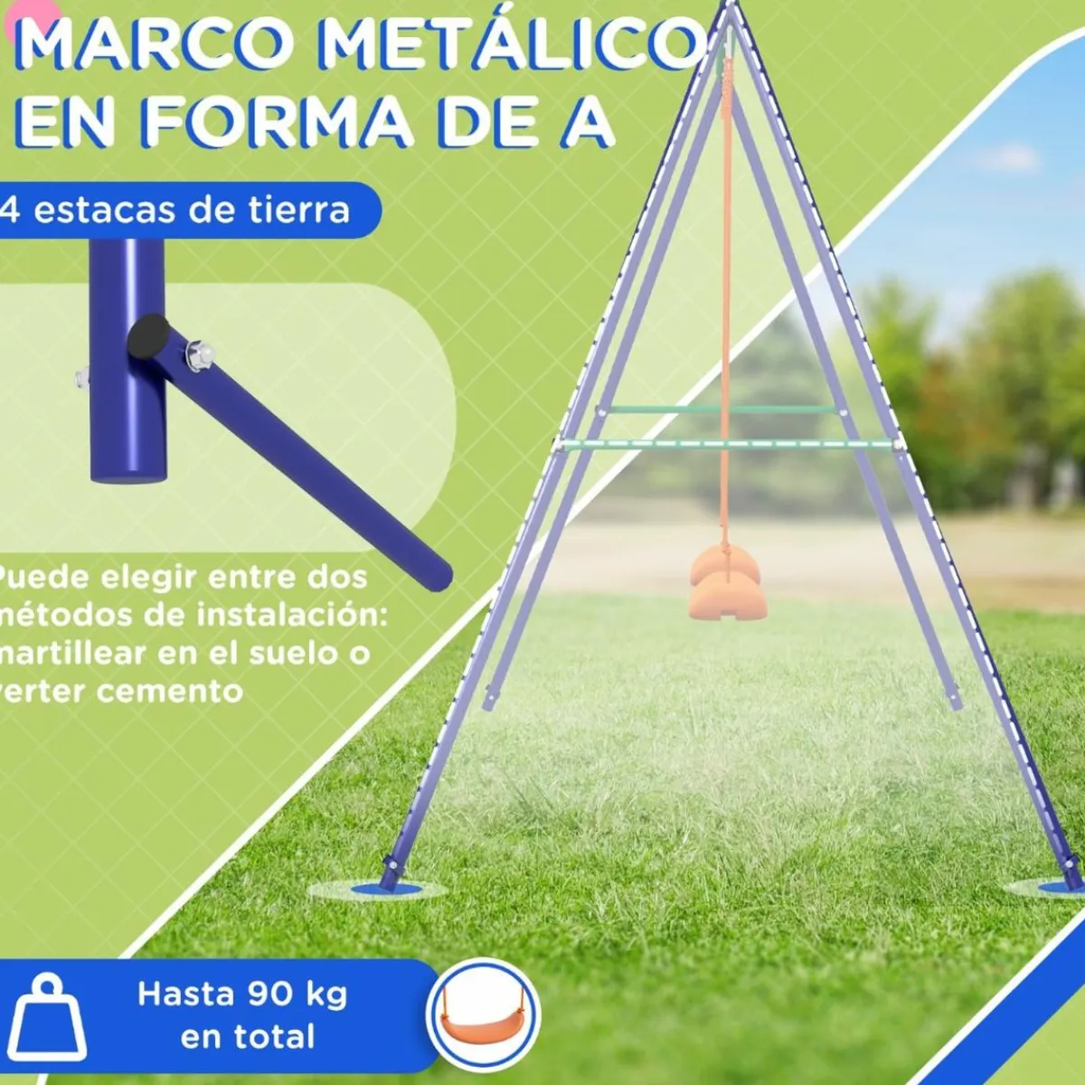 Homcom - Columpio infantil doble asiento*Outsunny