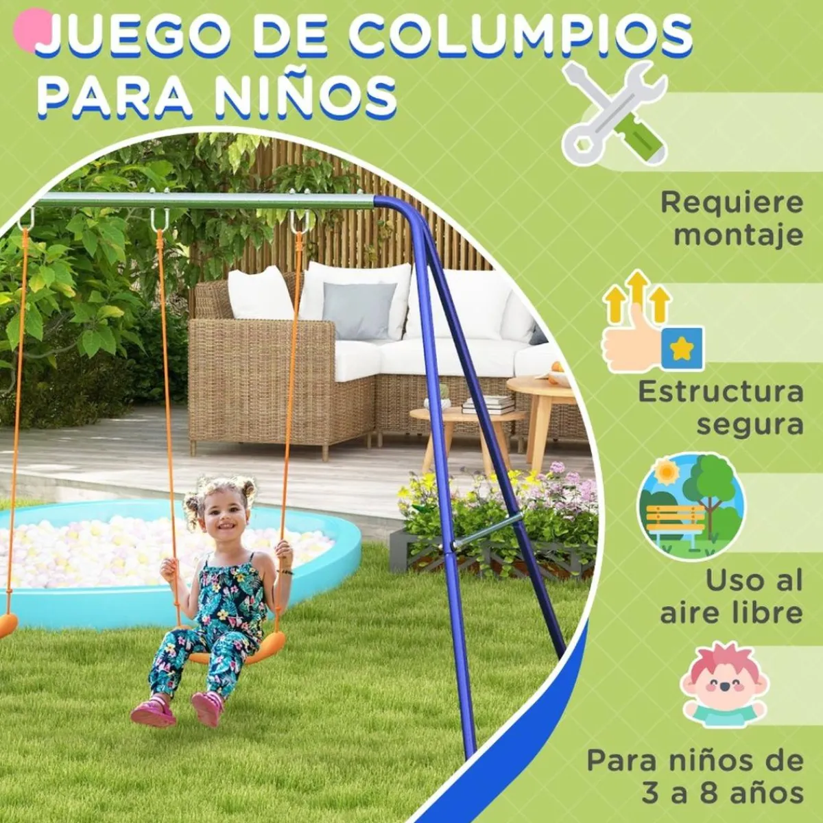 Homcom - Columpio infantil doble asiento*Outsunny