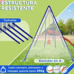 Clearance Homcom - Columpio infantil triple con tobogán Columpios