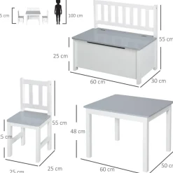 Outlet - Conjunto Infantil Mesa + Banco + 2 sillas madera Estilo De Vida