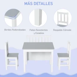 Outlet - Conjunto Infantil Mesa + Banco + 2 sillas madera Estilo De Vida