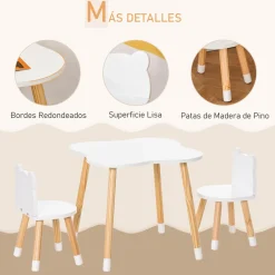 - Conjunto Mesa + 2 Sillas infantiles Madera Estilo De Vida