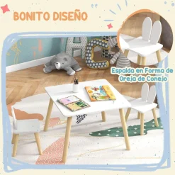 Homcom - Conjunto Mesa + 2 sillas Madera*AIYAPLAY Sale