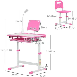 - Conjunto Pupitre reclinable + Silla Rosa*Homcom New