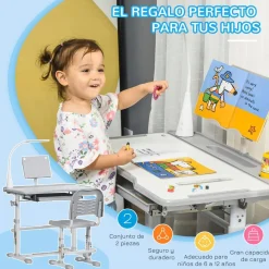 - Conjunto Pupitre reclinable + Silla Gris*Homcom Best