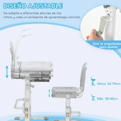 - Conjunto Pupitre reclinable + Silla Gris*Homcom Best