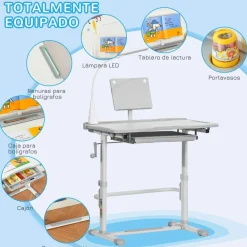 - Conjunto Pupitre reclinable + Silla Gris*Homcom Best