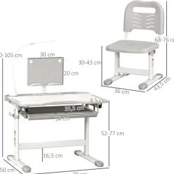 Sale - Conjunto Pupitre reclinable + Silla Gris con lámpara Estilo De Vida