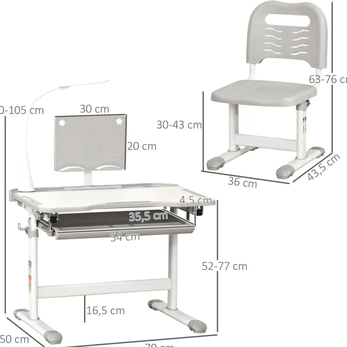 Sale - Conjunto Pupitre reclinable + Silla Gris con lámpara Estilo De Vida