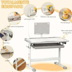 Sale - Conjunto Pupitre reclinable + Silla Gris con lámpara Estilo De Vida