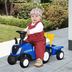 Discount - Correpasillos Tractor con remolque y herramientas Azul Vehículos De Batería O A Pedales