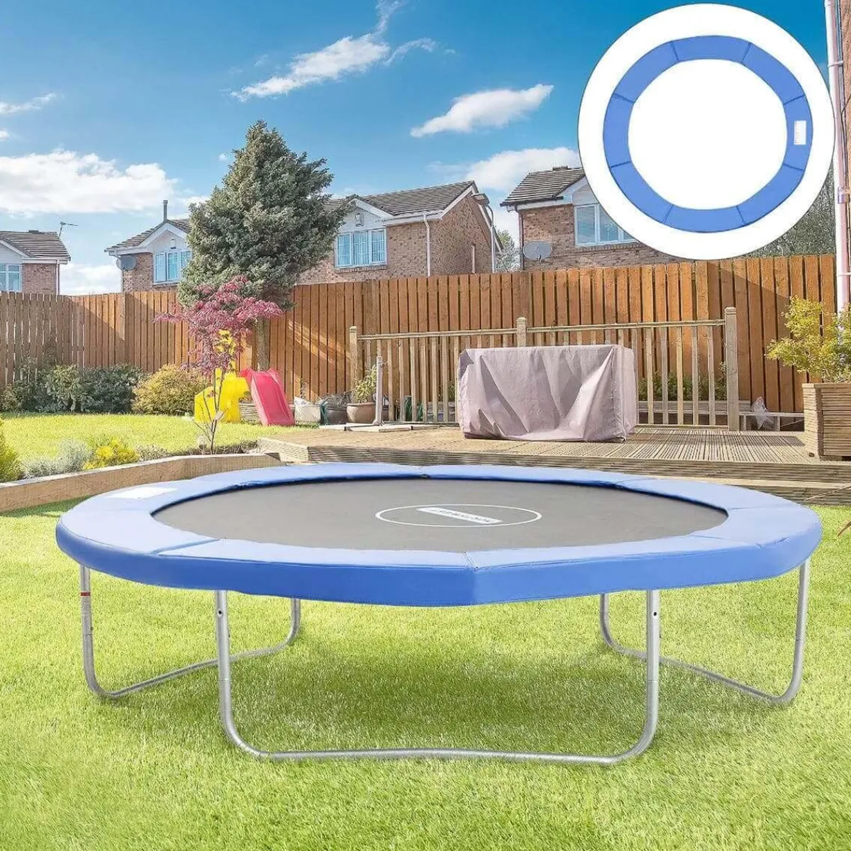 Hot - Cubierta de protección para cama elástica Ø 305 cm azul Camas Elásticas