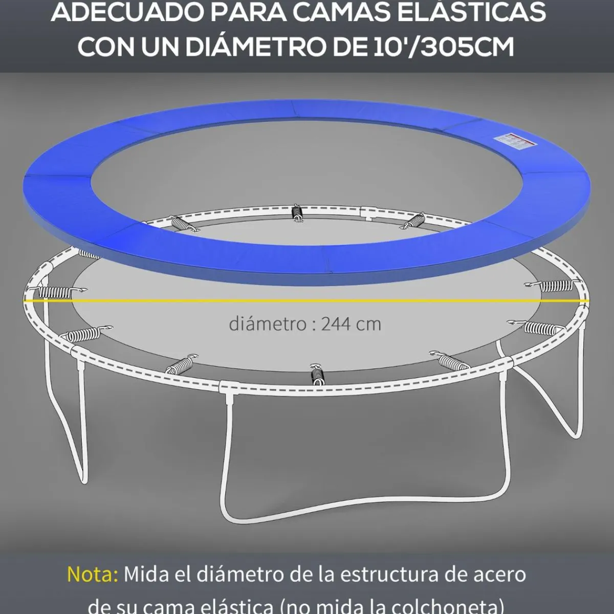 Hot - Cubierta de protección para cama elástica Ø 305 cm azul Camas Elásticas