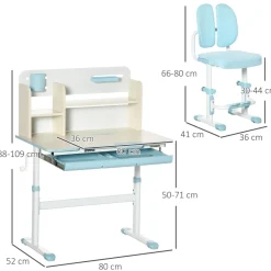 - Escritorio con estante y silla ajustable Azul y Blanco*Homcom Hot