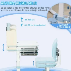 - Escritorio con estante y silla ajustable Azul y Blanco*Homcom Hot