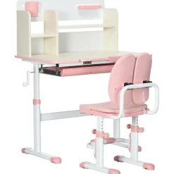 - Escritorio con estante y silla ajustable Rosa y Blanco*Homcom Hot