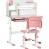 Outlet - Escritorio con estante y silla con altura ajustable Blanco y Rosa Estilo De Vida