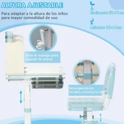 - Escritorio con estante y silla ajustable Blanco y Azul*Homcom Online