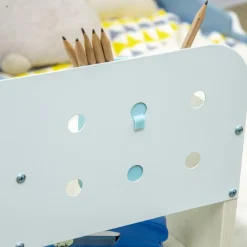 - Escritorio con estante y silla ajustable Blanco y Azul*Homcom Online