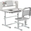 Online - Escritorio y silla ajustable Gris y Blanco Estilo De Vida