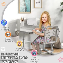 Online - Escritorio y silla ajustable Gris y Blanco Estilo De Vida