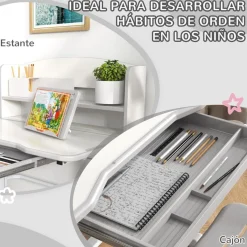 Online - Escritorio y silla ajustable Gris y Blanco Estilo De Vida