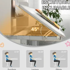 Online - Escritorio y silla ajustable Gris y Blanco Estilo De Vida