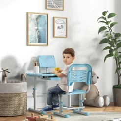 - Escritorio y silla ajustable Azul y Blanco Estilo De Vida