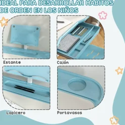 - Escritorio y silla ajustable Azul y Blanco Estilo De Vida