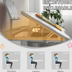 New - Escritorio y silla ajustable Gris y Blanco Estilo De Vida