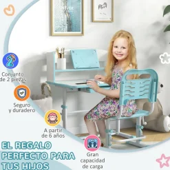 - Escritorio y silla ajustable Azul y Blanco Estilo De Vida