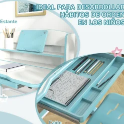 - Escritorio y silla ajustable Azul y Blanco Estilo De Vida