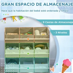 Homcom - Estantería infantil con 9 cajas Gris*ZONEKIZ Online