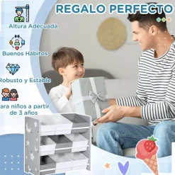 Homcom - Estantería infantil con 9 cajas Gris*ZONEKIZ Online
