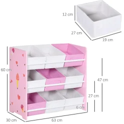 Homcom - Estantería infantil con 9 cajas Rosa*ZONEKIZ Clearance